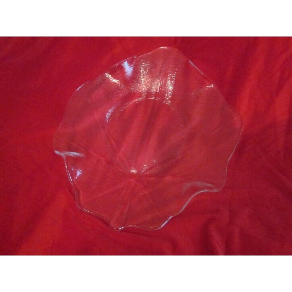 Rare Vintage Textured Leaf-Shaped Glass Platter, S